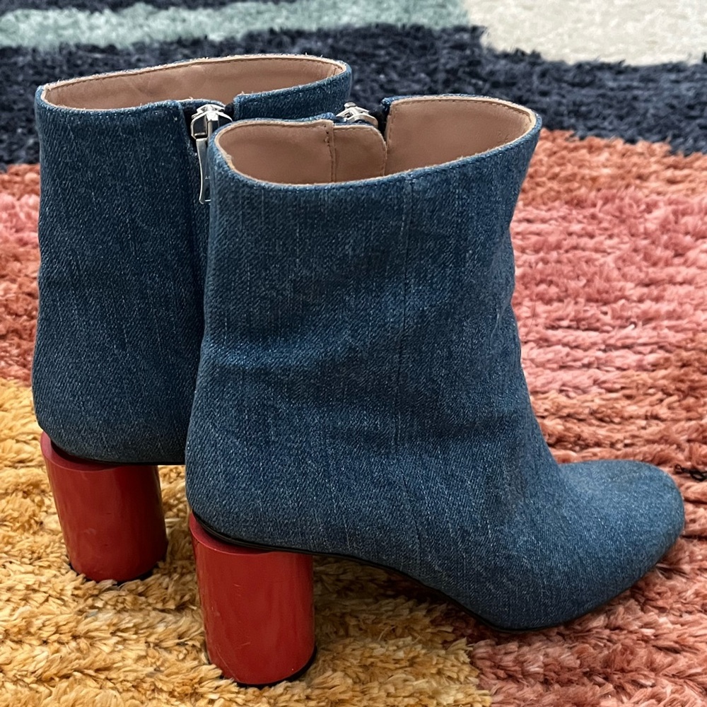 Acne Studios Althea Denim Boots - Blue/Red